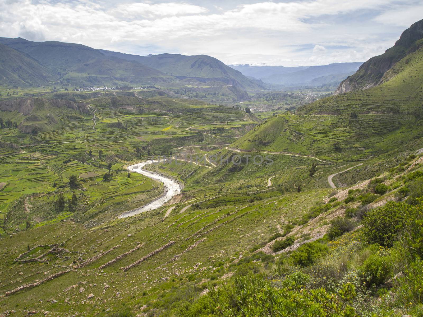Colca Valley, the colorful Andean valley with pre-Inca roots. Local people maintain their ancestral traditions and continue to cultivate the pre-Inca stepped terraces.