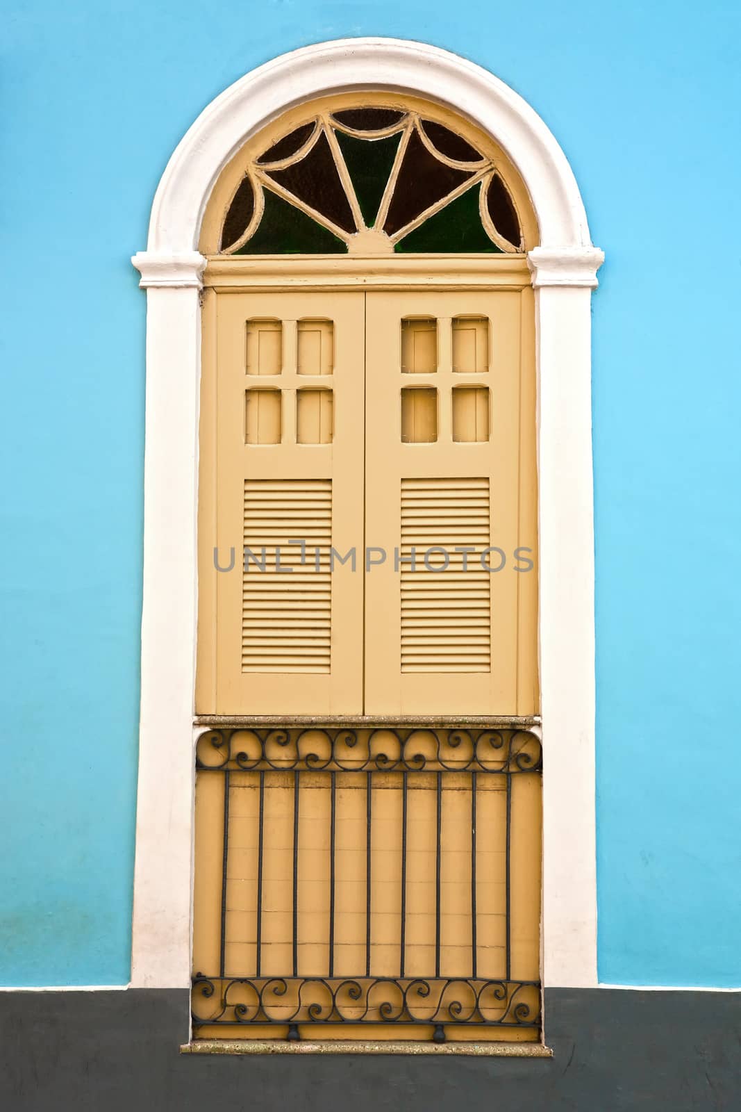 window house of the historic center of the city of sao luis of maranhao in brazil