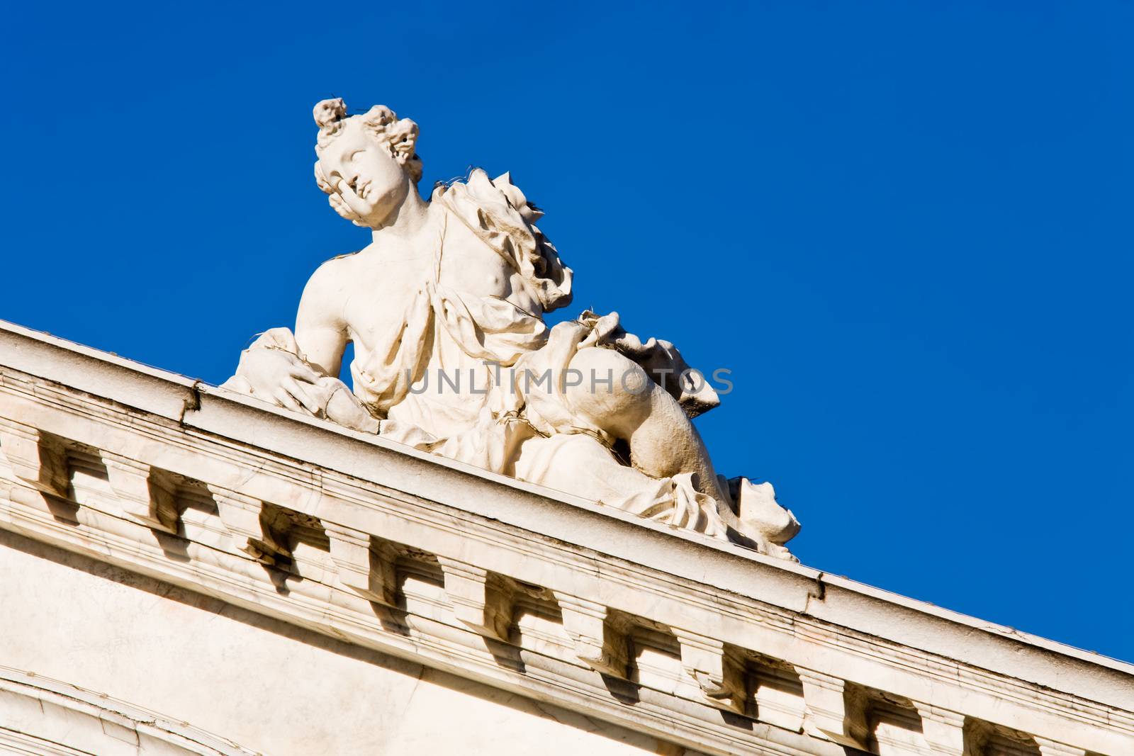 statue of the church Madona de la Salute in the beautiful city of venice in italy