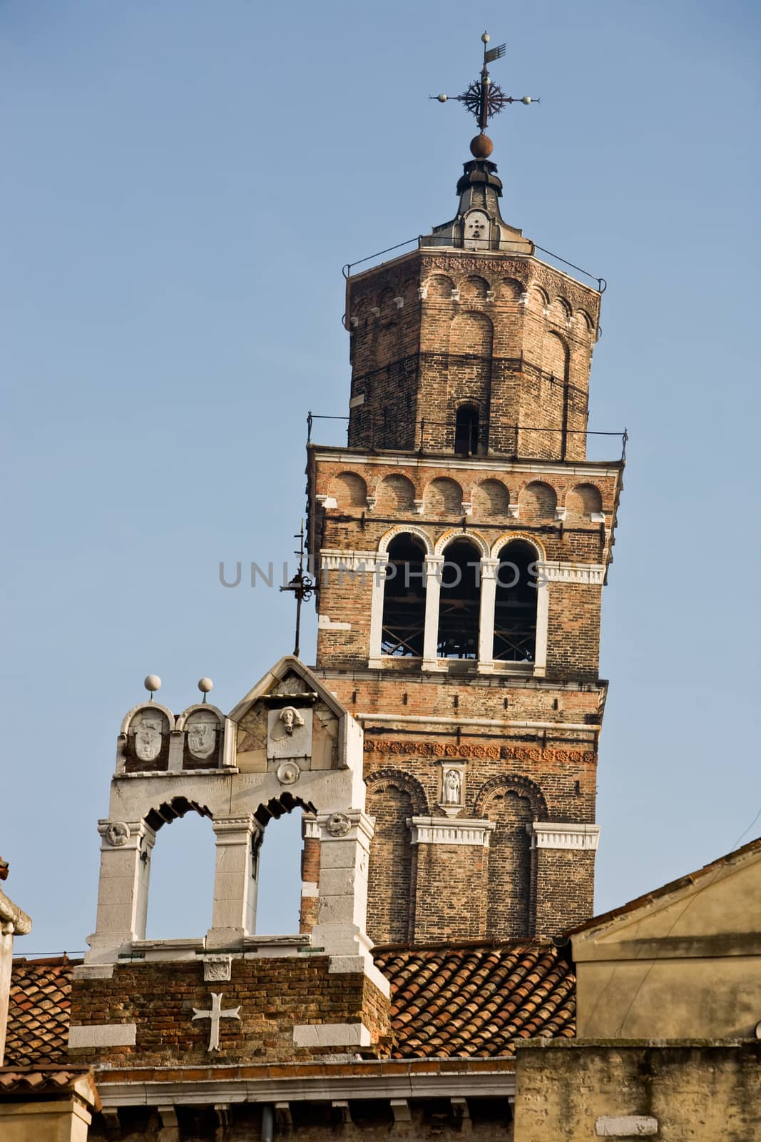 campanile santo stefano in the beautiful city of venice in italy