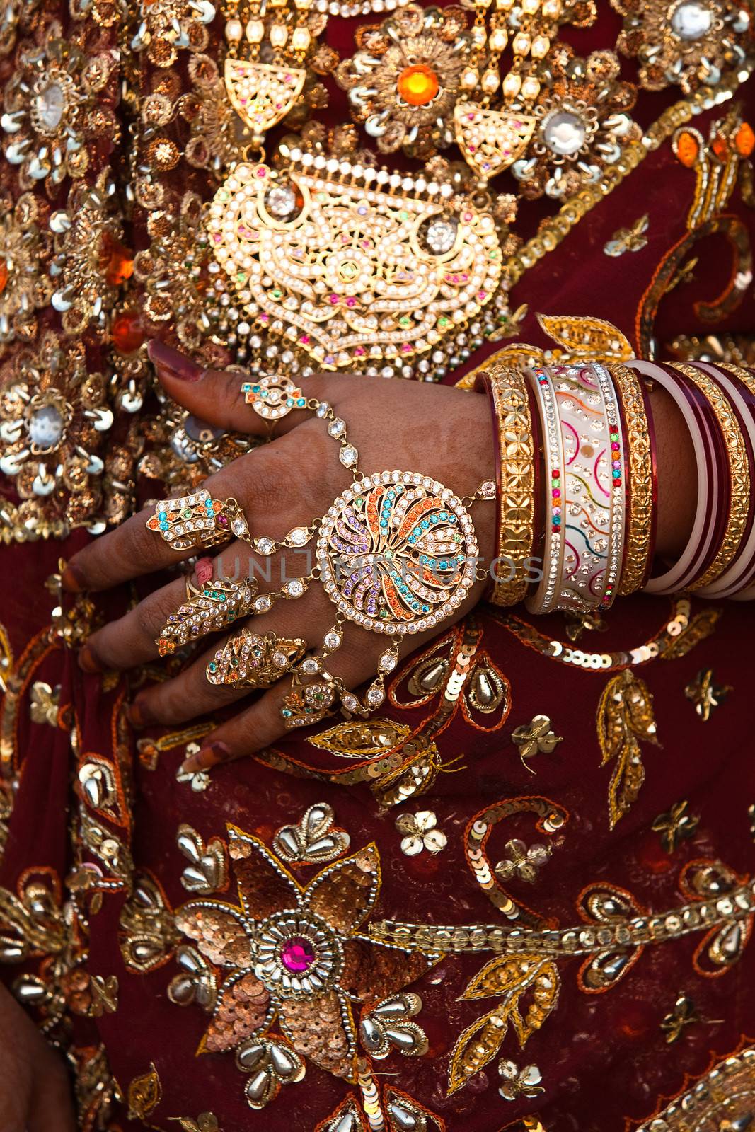 wedding dress details tradional costume in jaisalmer  in rajasthan state in india