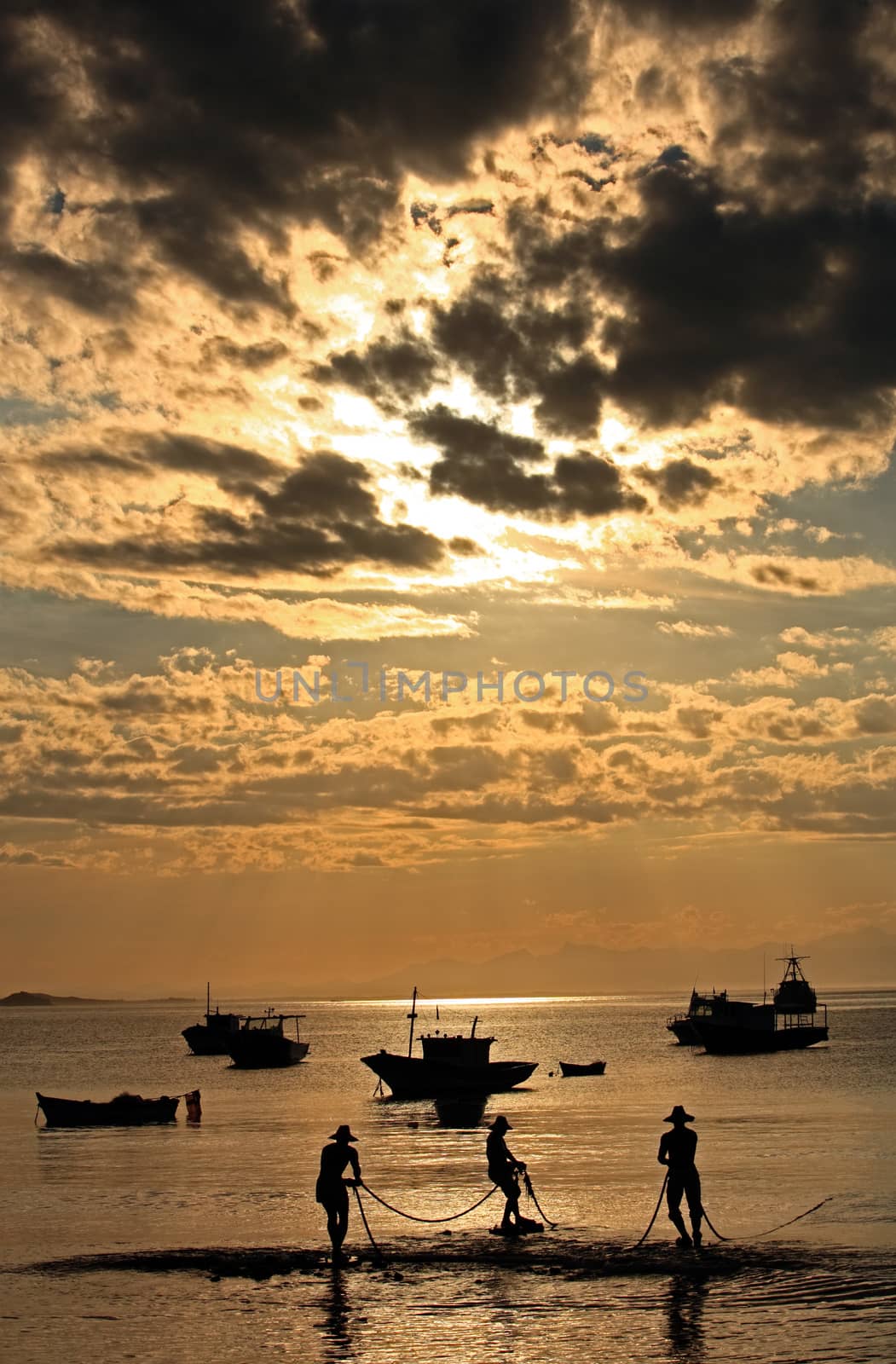 sunset over praia da armacao in the beautiful typical brazilian city of buzios near rio de janeiro in brazil