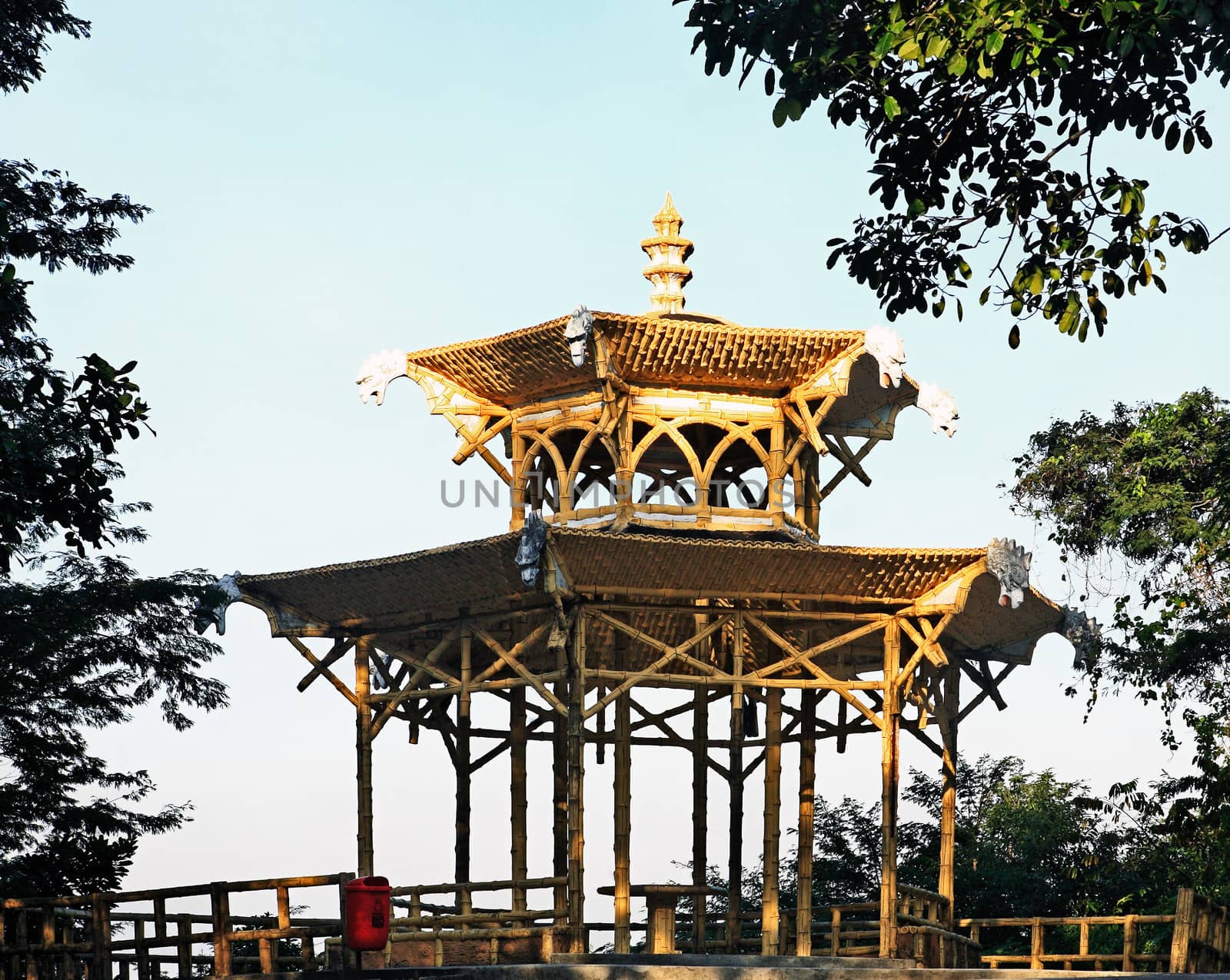 chinese tower give a beautiful panorama over  rio de janeiro in brazil