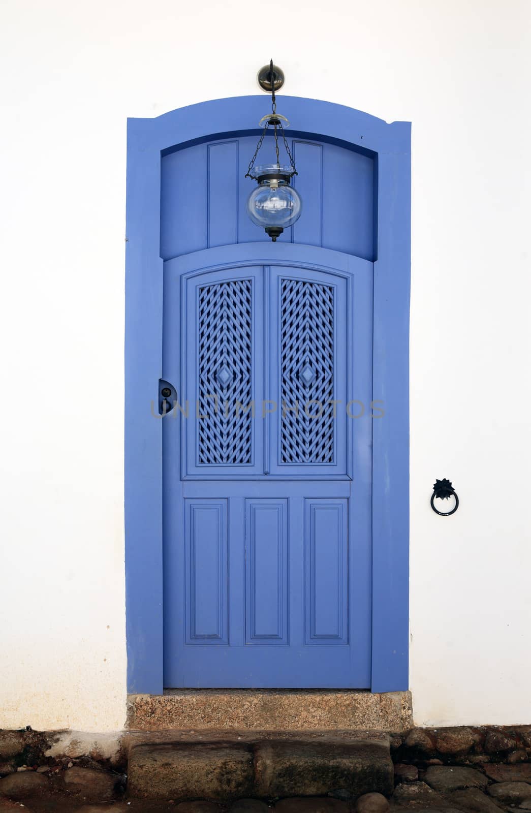 front house door of the beautiful portuguese colonial typical town of parati in rio de janeiro state brazil