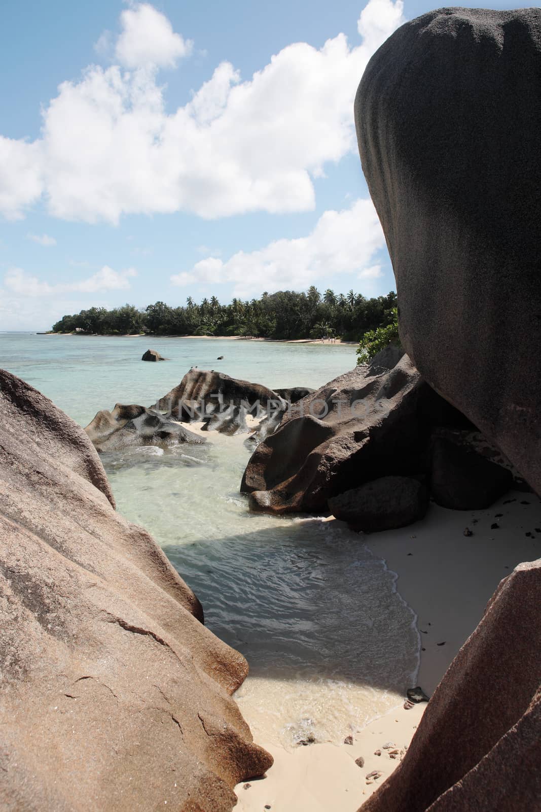 famous and beautiful beach of anse source d'argent at La Digue one of the seychelles island