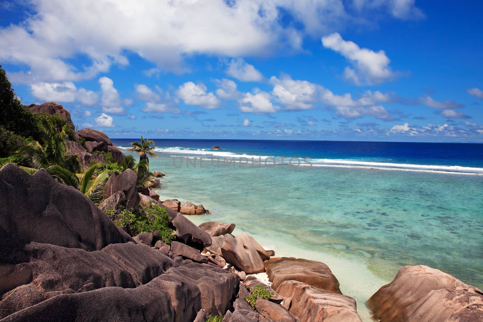 anse source d'argent beach in la digue in seychelles island