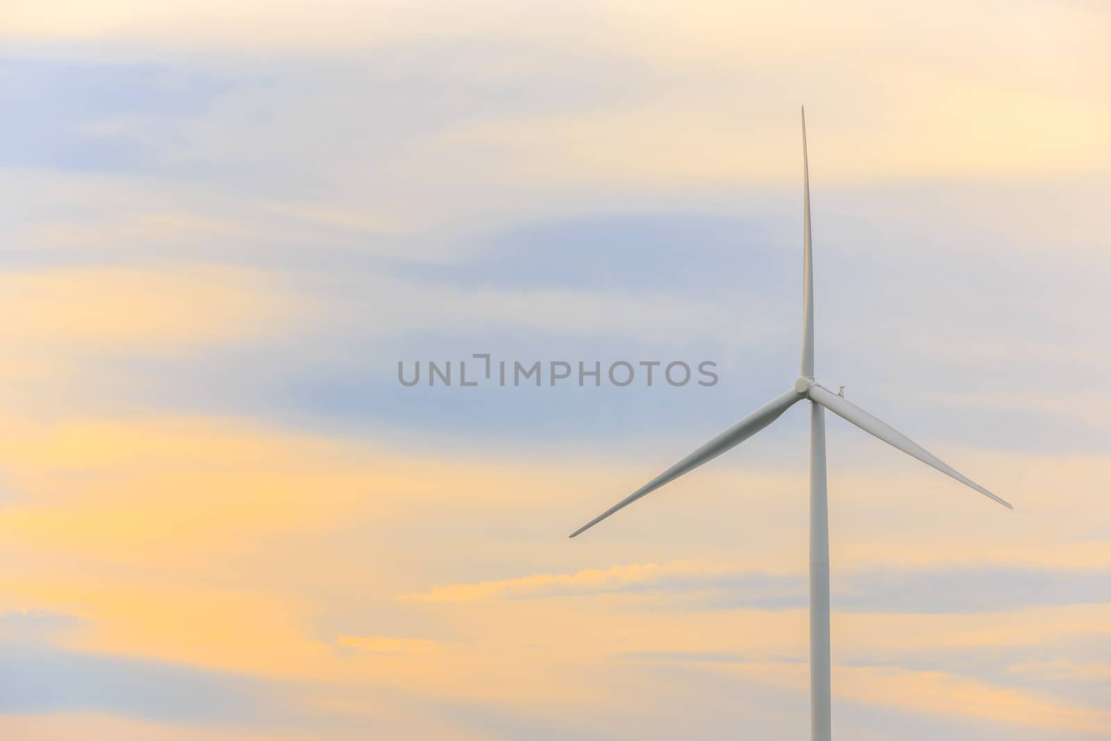 Wind Turbine Generator before sunset.