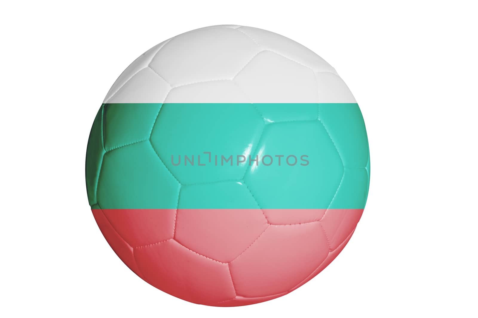 Bulgarian flag graphic on soccer ball isolated on white