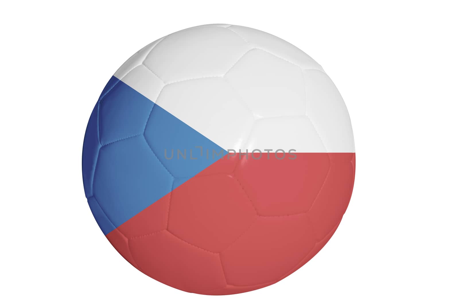 Czech republic flag graphic on soccer ball isolated on white