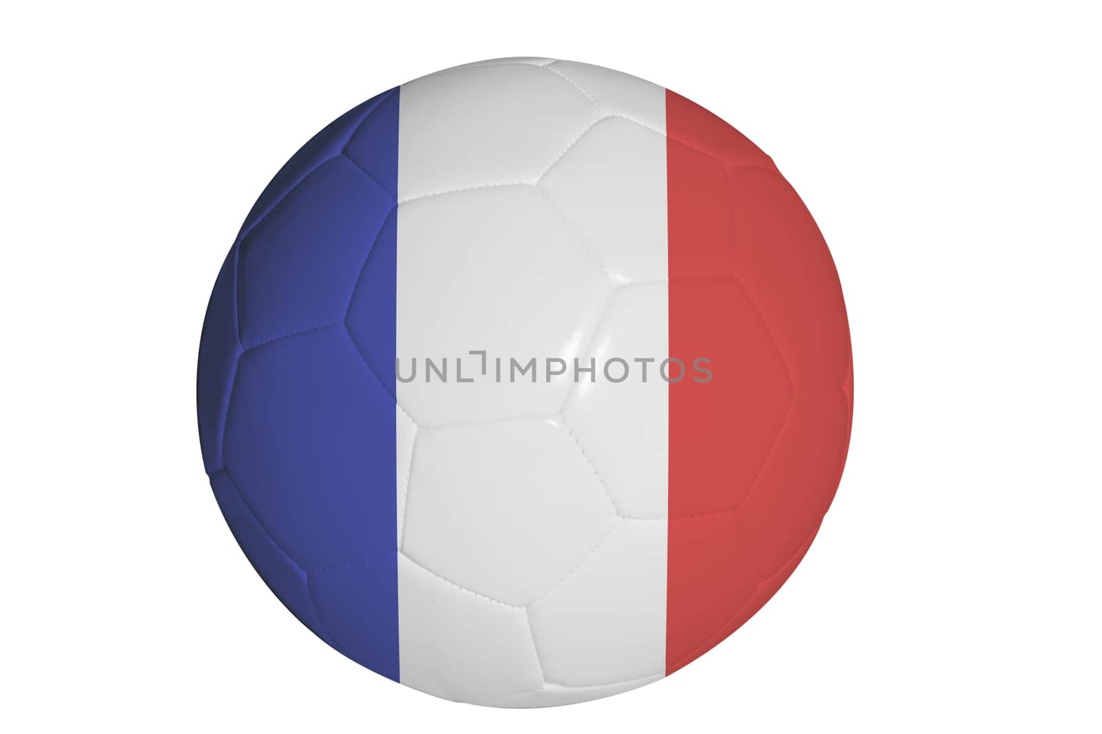 French flag graphic on soccer ball isolated on white