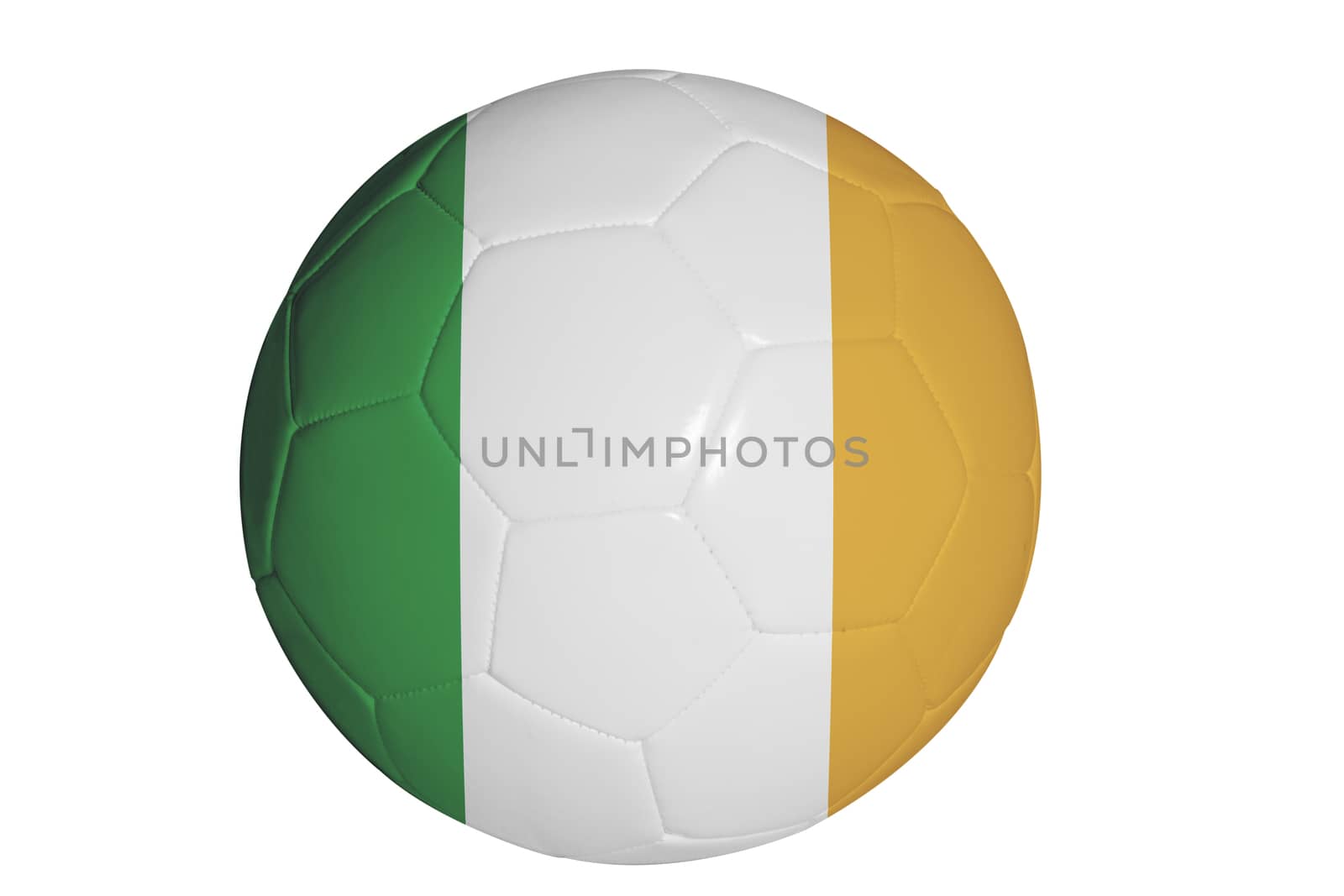 Irish flag graphic on soccer ball isolated on white