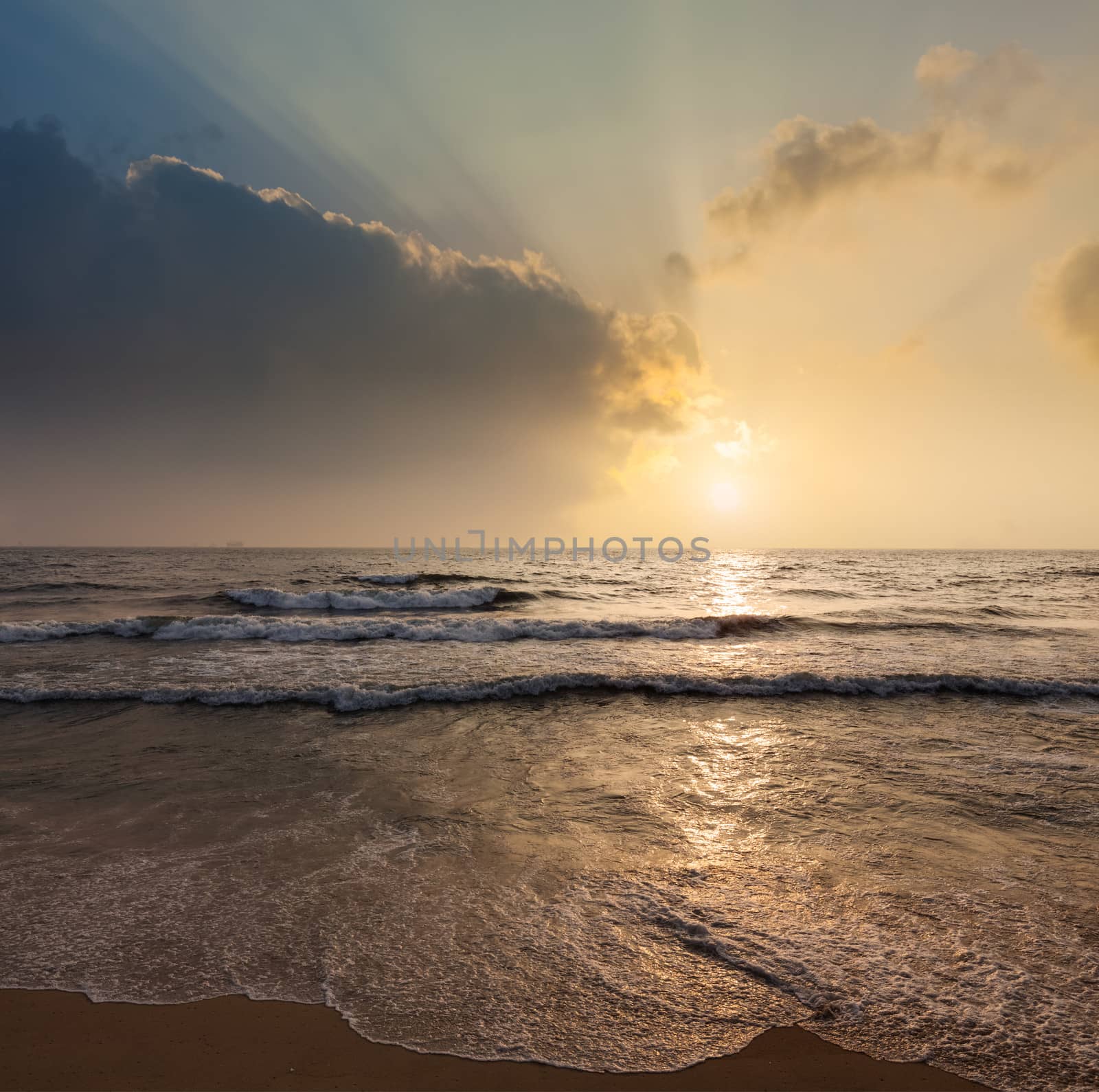 Tropical vacation background - ocean sea sunrise by dimol