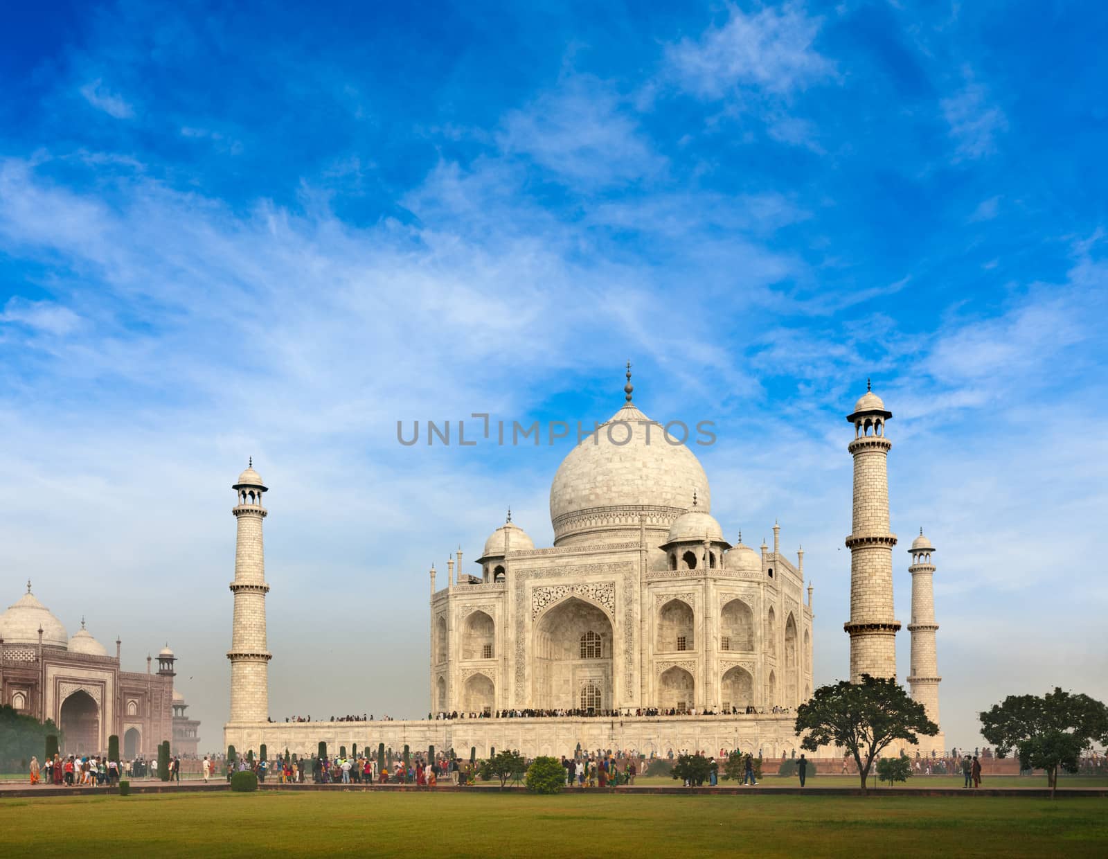 Taj Mahal. Indian Symbol - India travel background. Agra, India