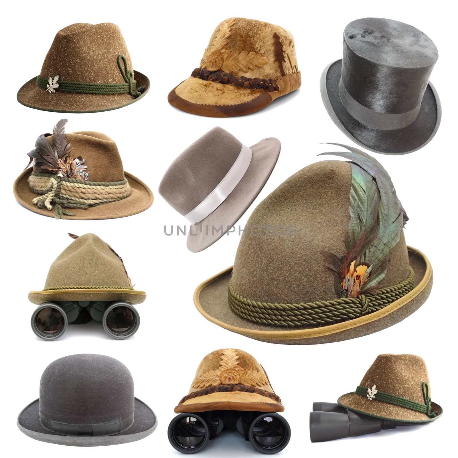 collection of oktoberfest and hunting hats by taviphoto