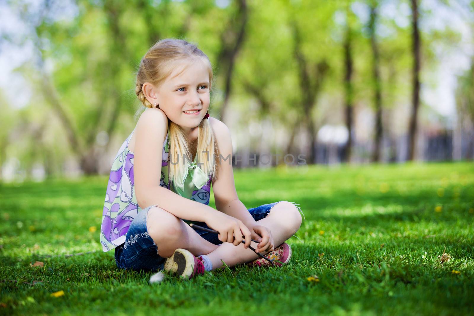 Little girl in park by sergey_nivens