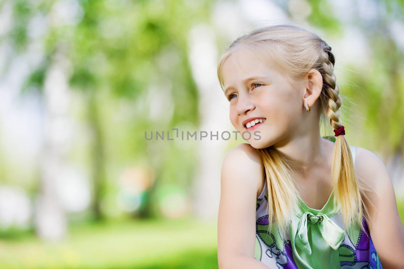 Little girl in park by sergey_nivens