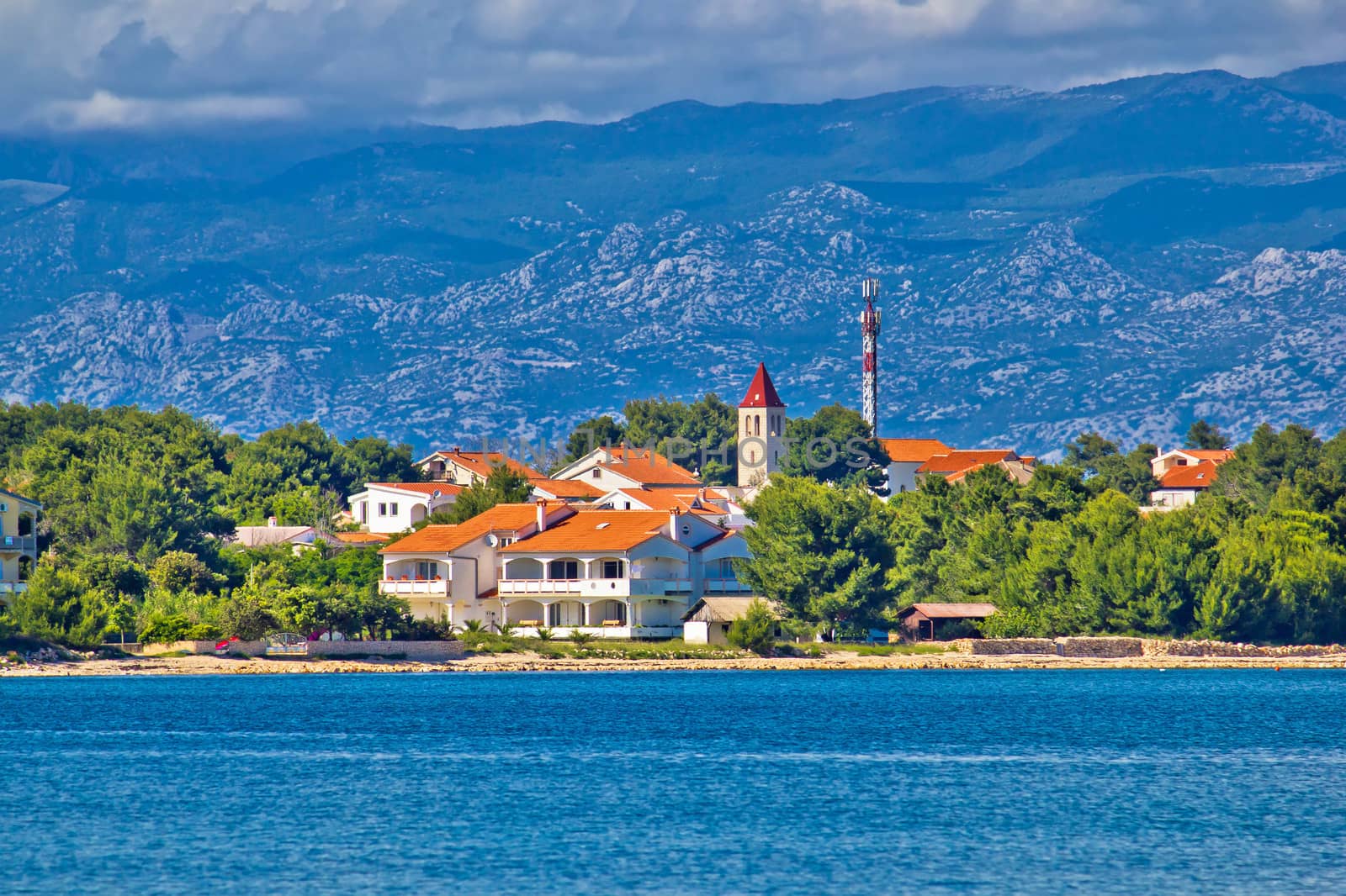 Island of Vir waterfront under Velebit mountain, Croatia, Dalmatia