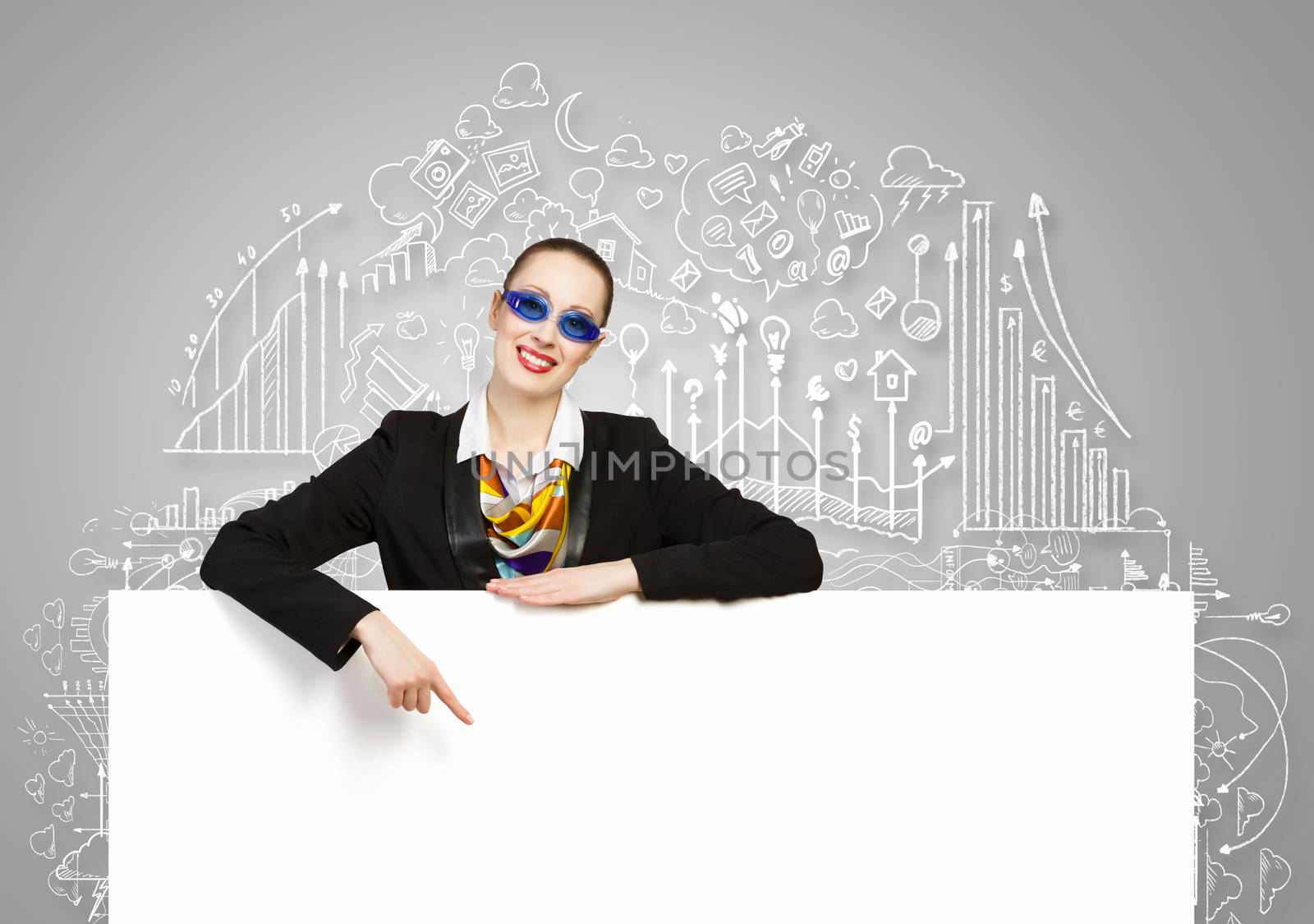 Business person with banner by sergey_nivens