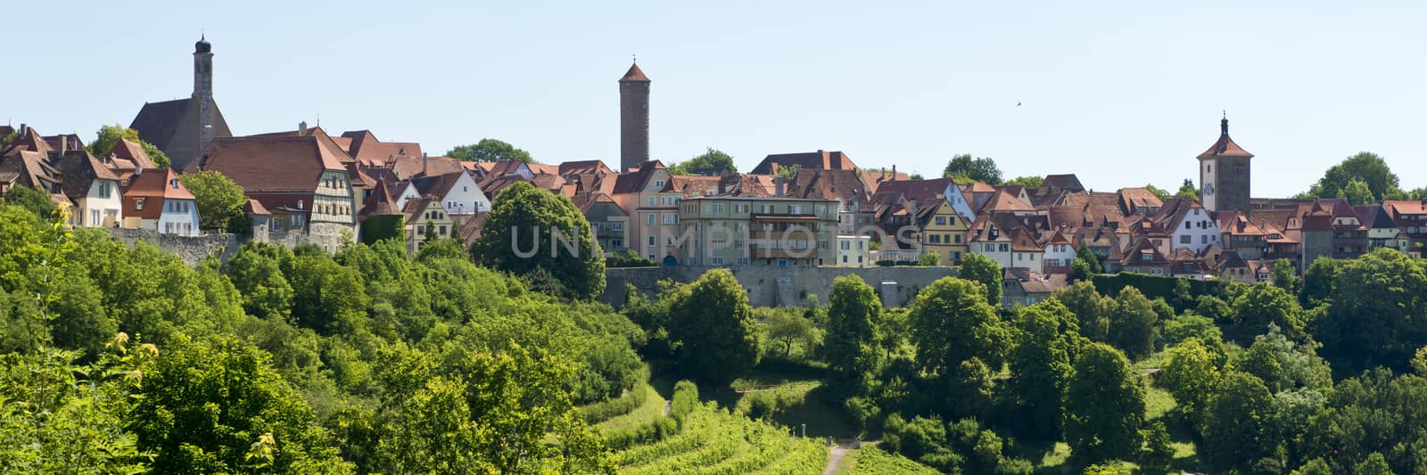 Panorama of the medieval town of Rothenburg ob der Tauber in Bavaria, Deutschland