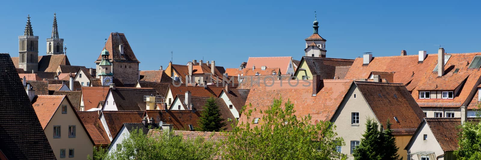 View over  the medieval town of Rothenburg ob der Tauber in Bavaria