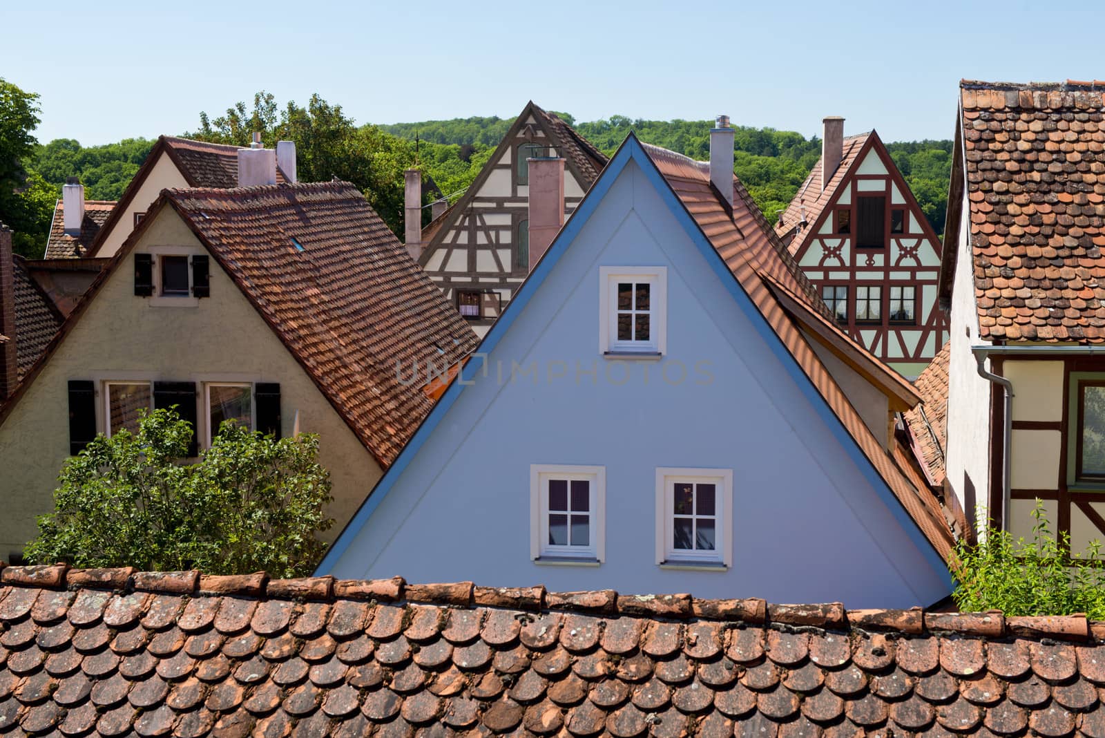 View over  the medieval town of Rothenburg ob der Tauber in Bavaria