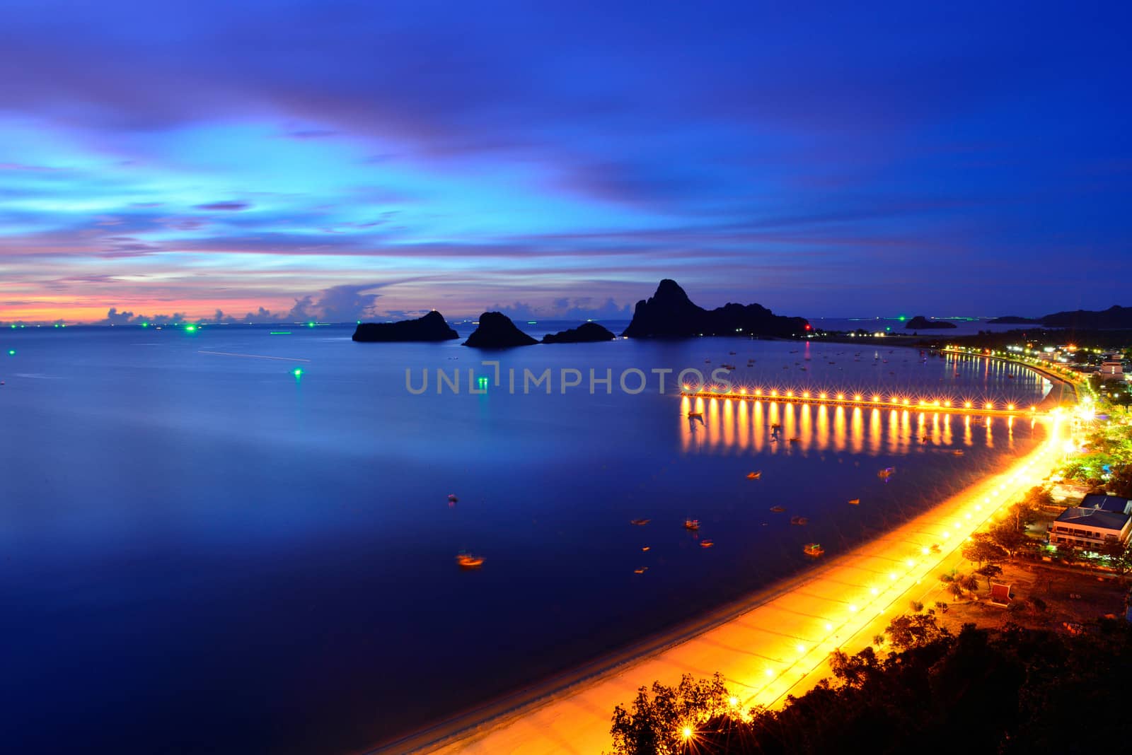 Sunrise view of Ao Manao bay in Prachuap Khiri Khan, Thailand