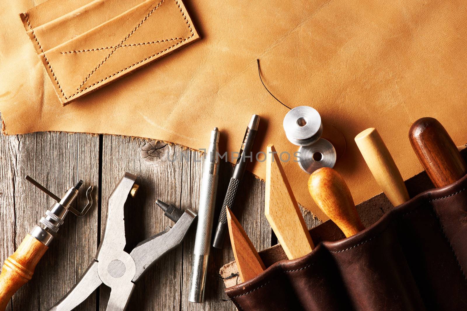 Leather crafting tools still life