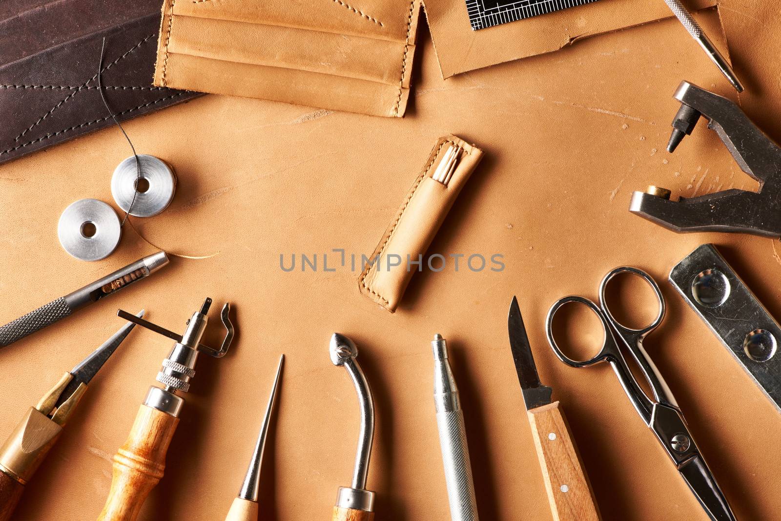 Leather crafting tools still life