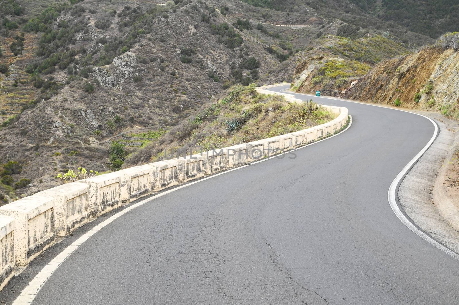 One Desert Street in the Mountains in Canary Islands