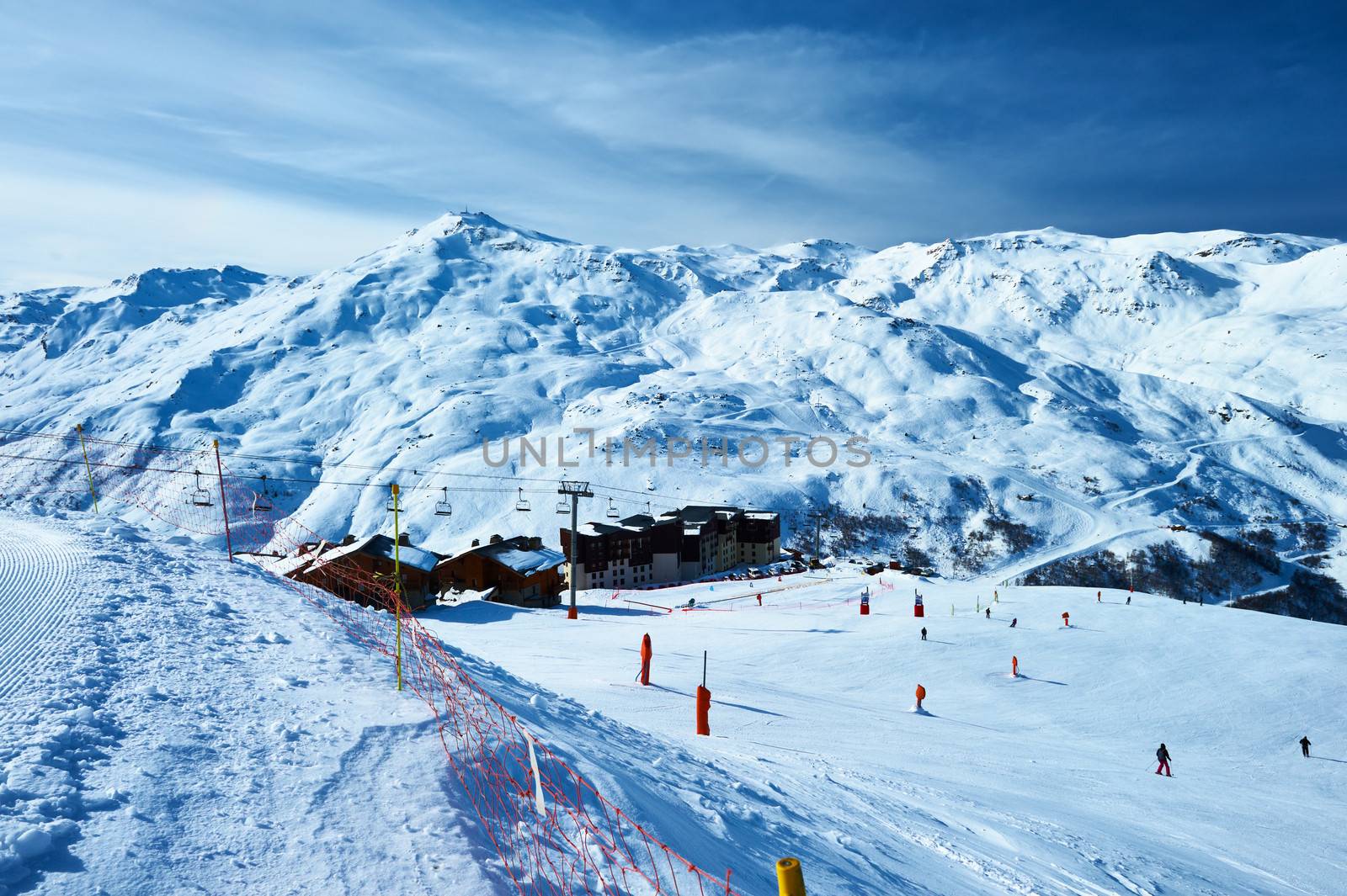 Mountains with snow in winter, Meribel, Alps, France