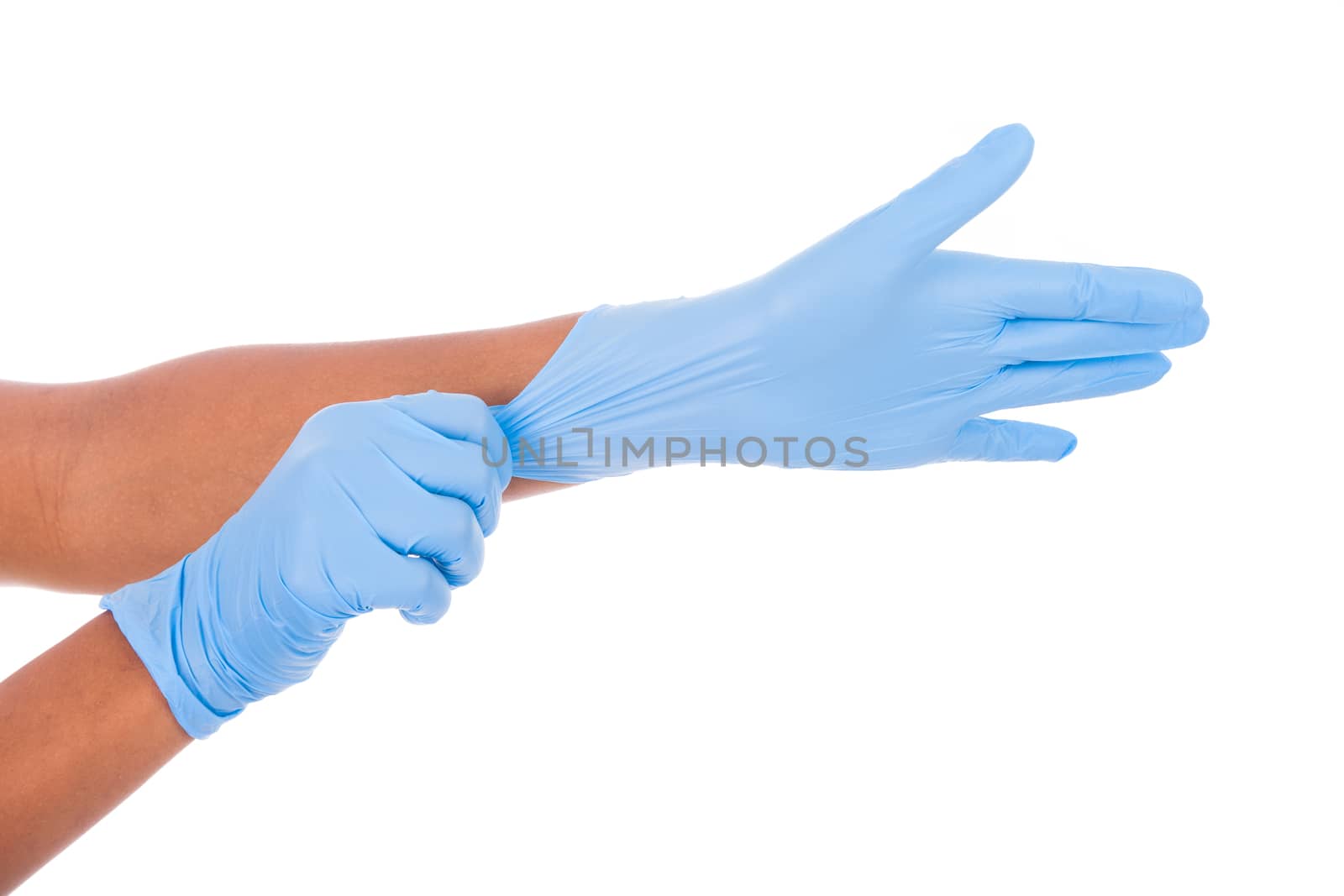 african american doctor with gloves isolated