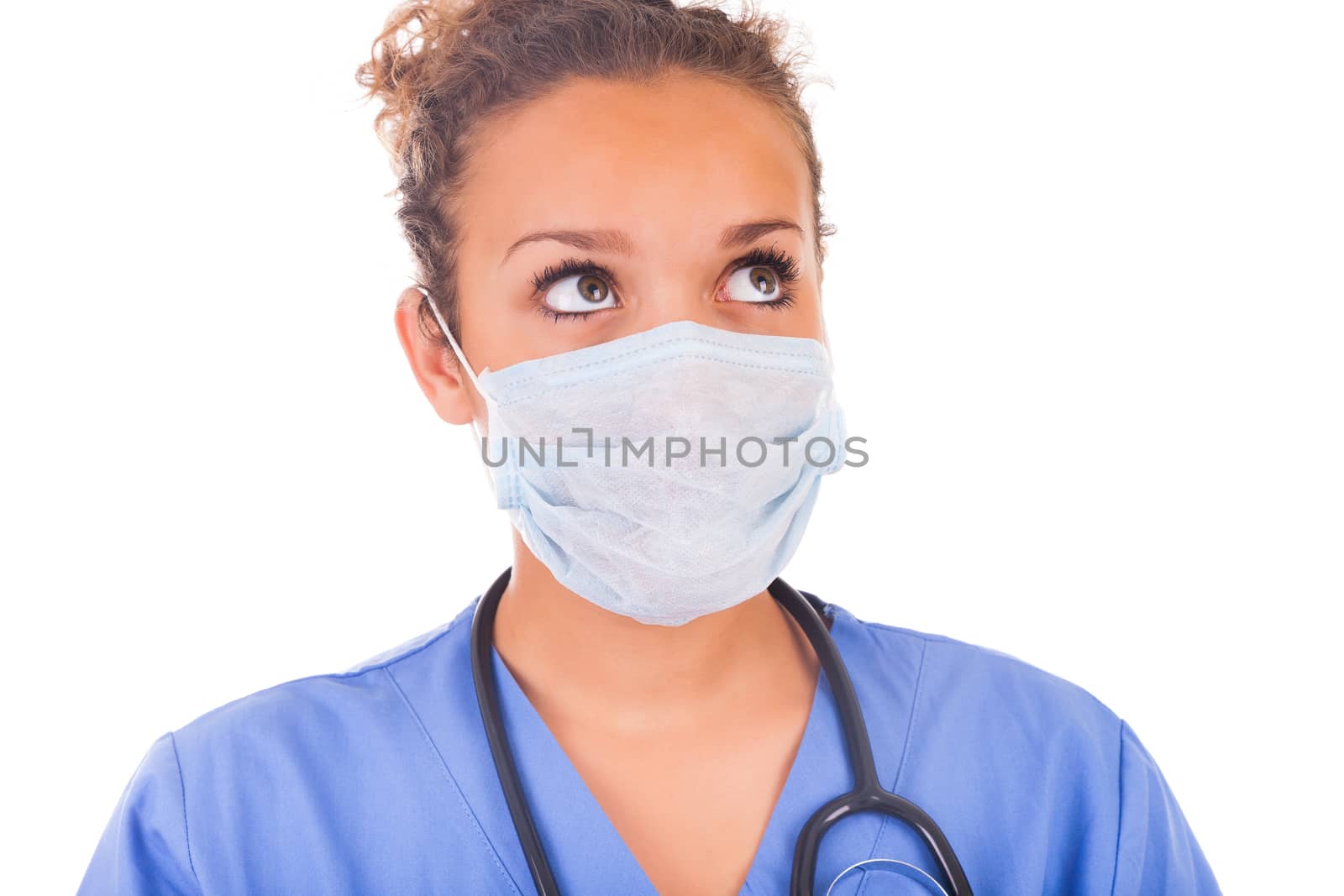 African young doctor with mask isolated