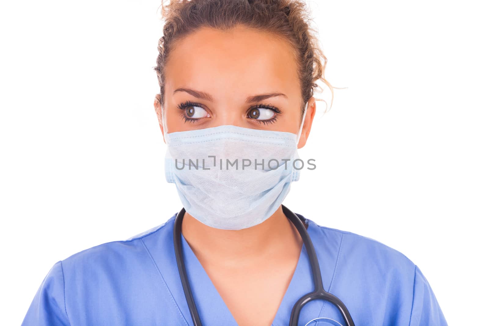 African young doctor with mask isolated