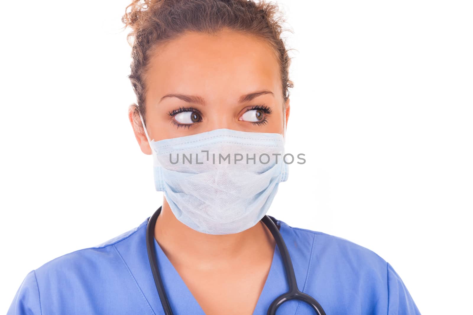 African young doctor with mask isolated