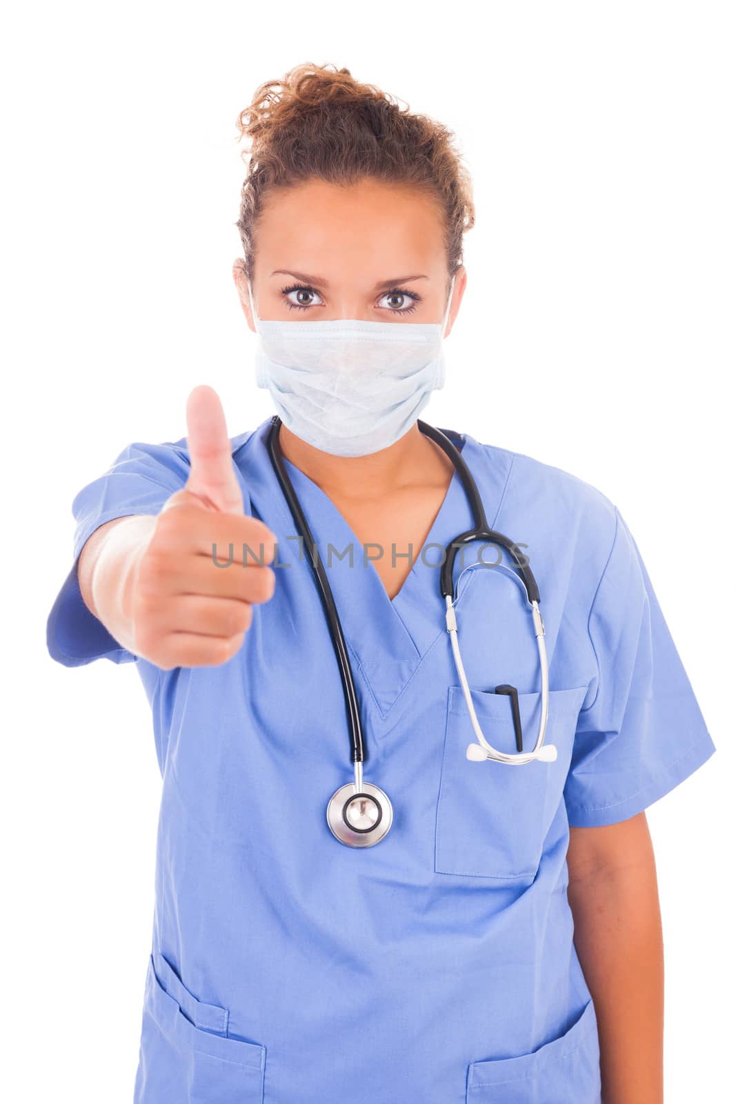 African young doctor with mask isolated