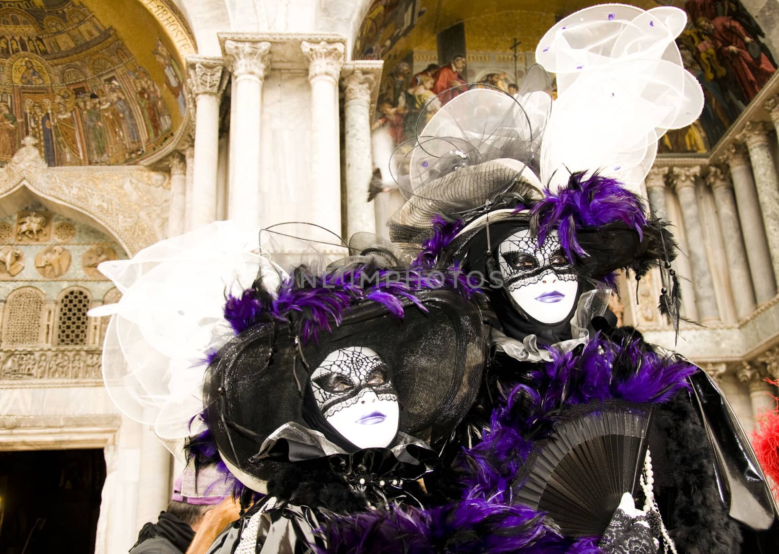 VENICE, ITALY - FEBRUARY 27: Participant in The Carnival, an annual festival that starts around two weeks before Ash Wednesday and ends on Shrove Tuesday or Mardi Gras on February 27, 2011 in Venice, Italy