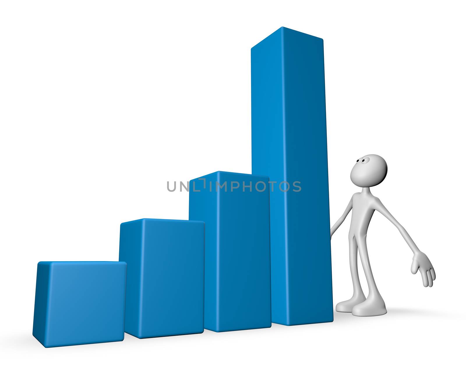 white guy and business graph - 3d illustration