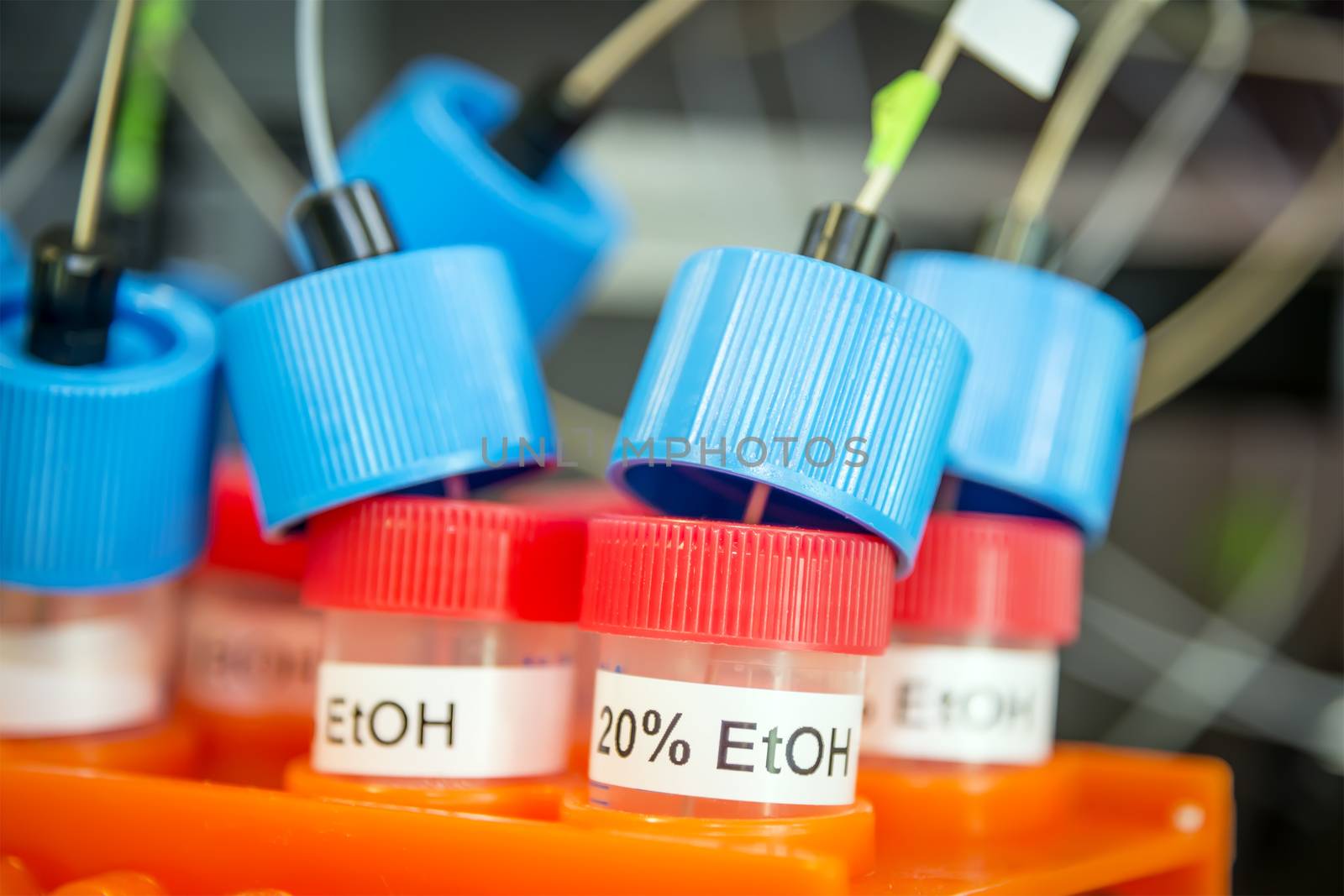 Tubes with ethanol in a chemical lab