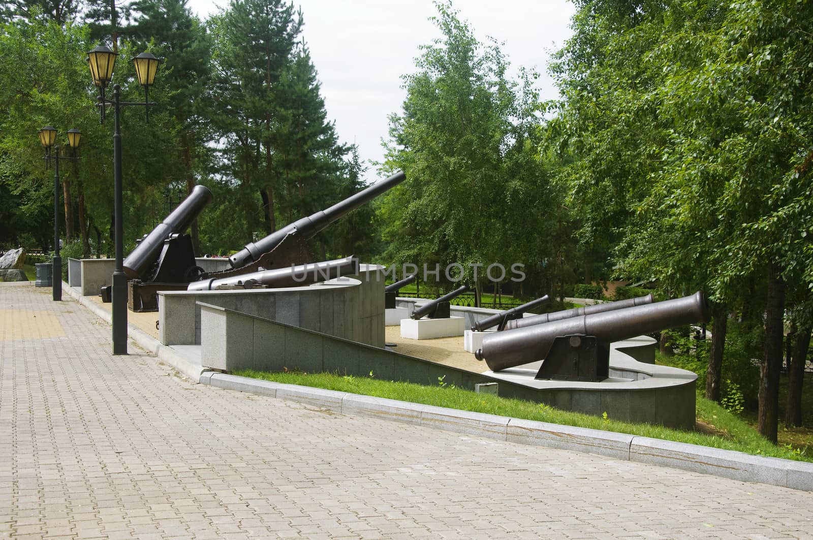 old cannons on the banks of the Amur River