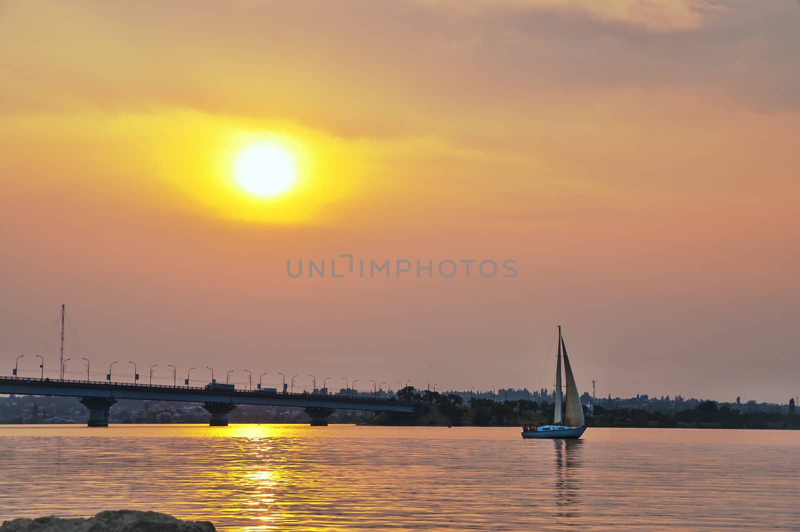 sunset on river