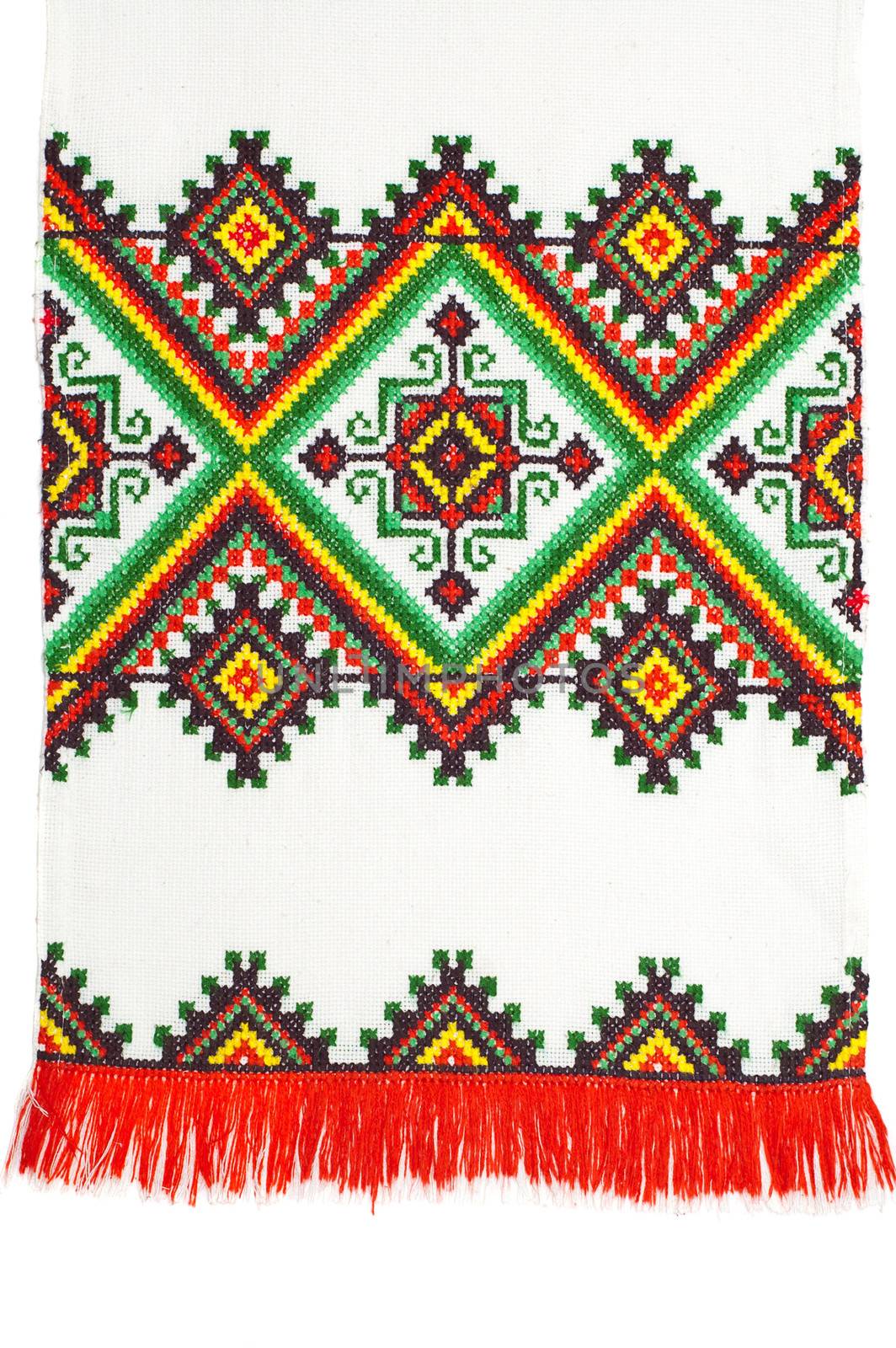 embroidered good by cross-stitch pattern. ukrainian ethnic ornament