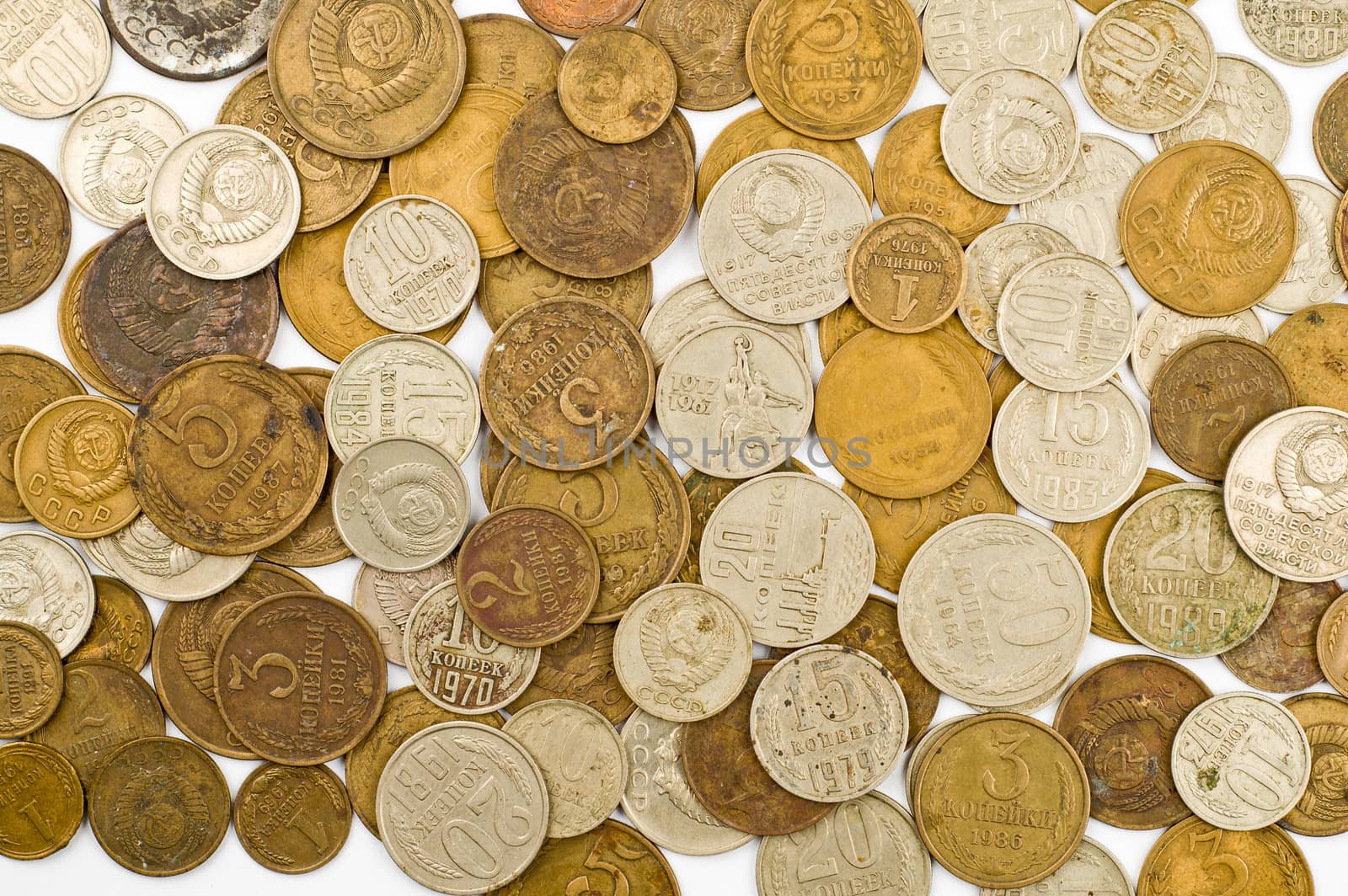 background of metal coins of USSR