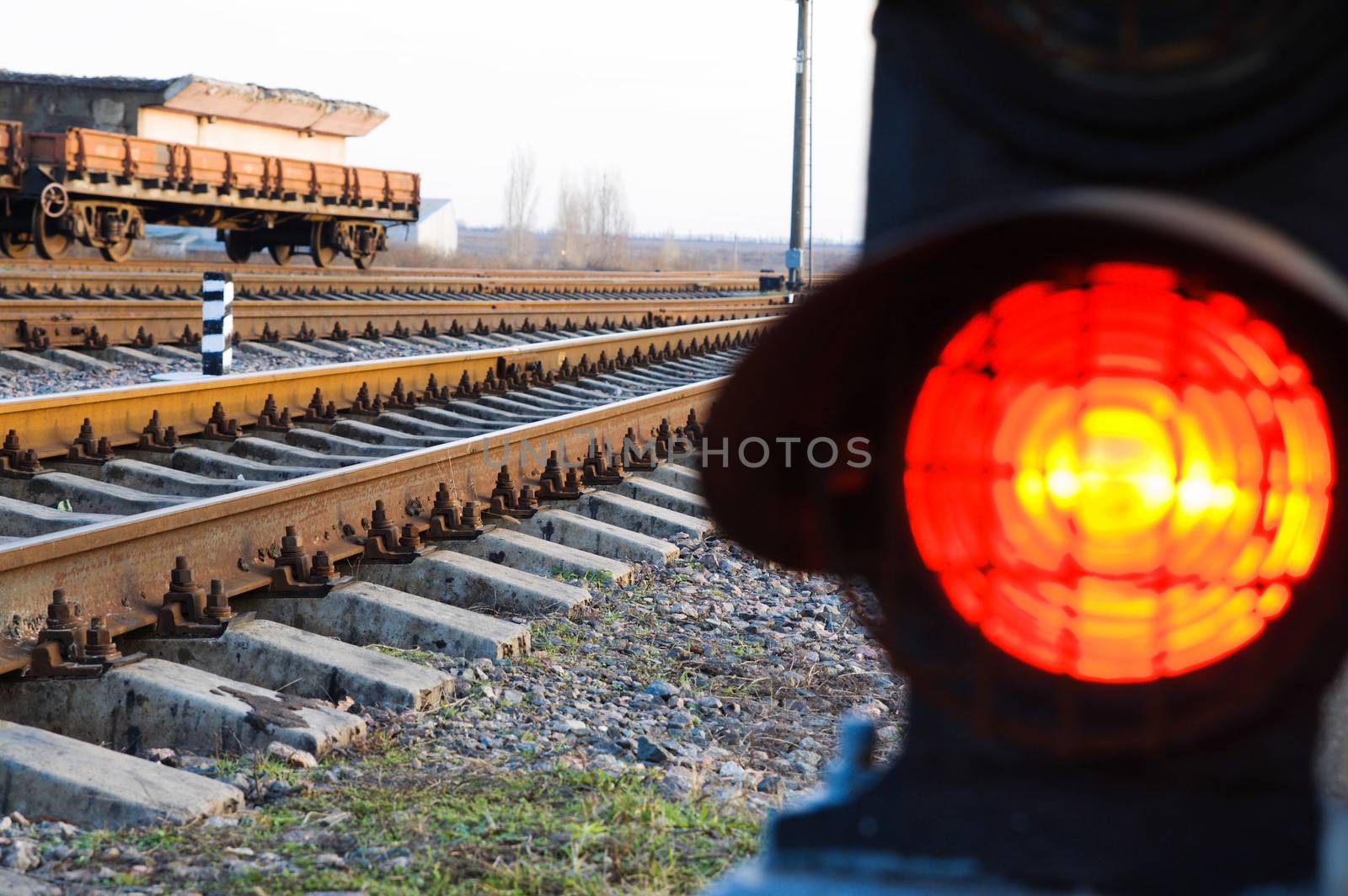 stop signal lamp on railway by mycola