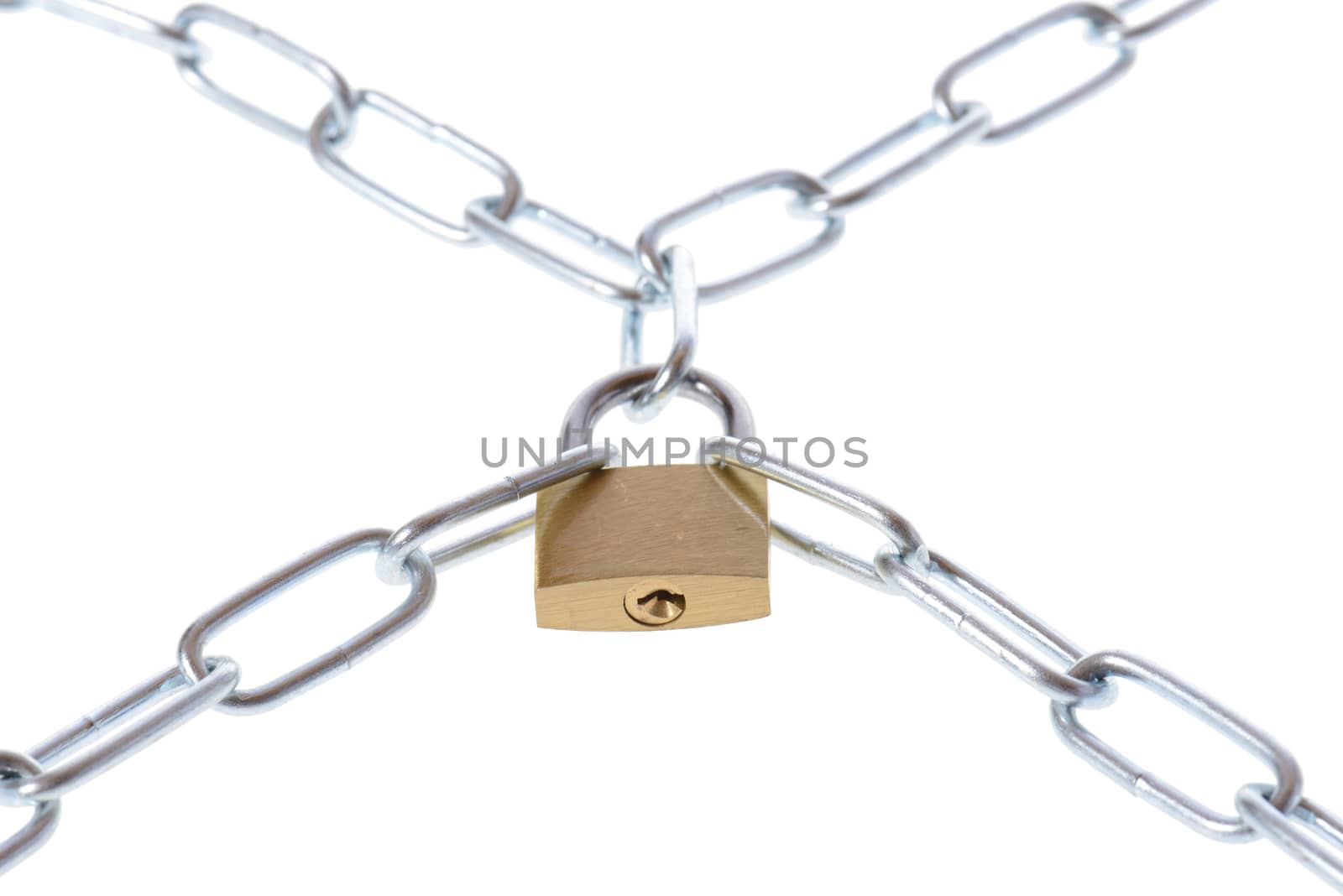 security chain and padlock on white background