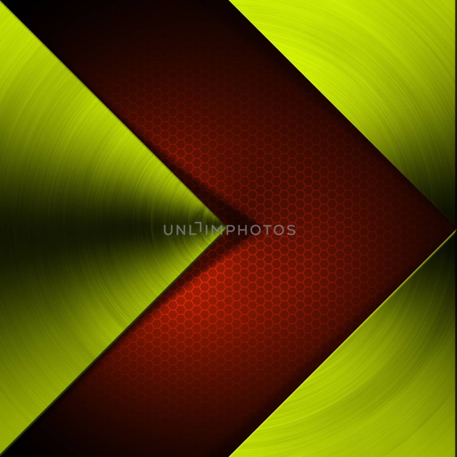 Metal abstract background with red and green arrow
