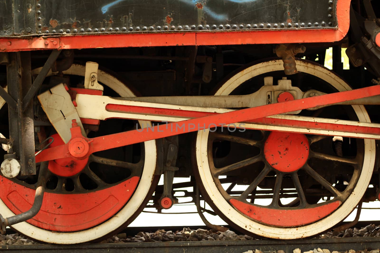 old steam locomotive iron wheels by goce