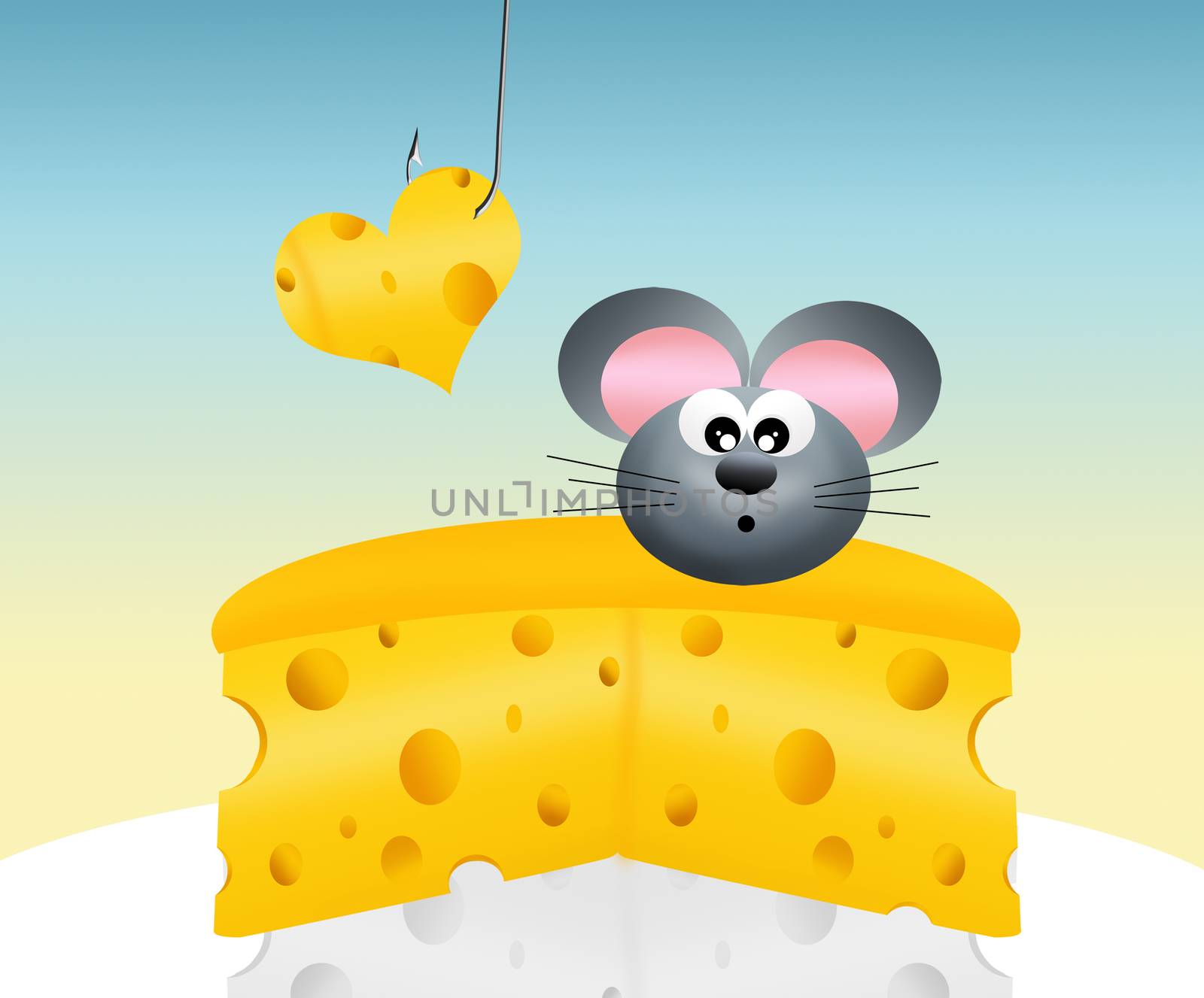 illustration of mouse on cheese