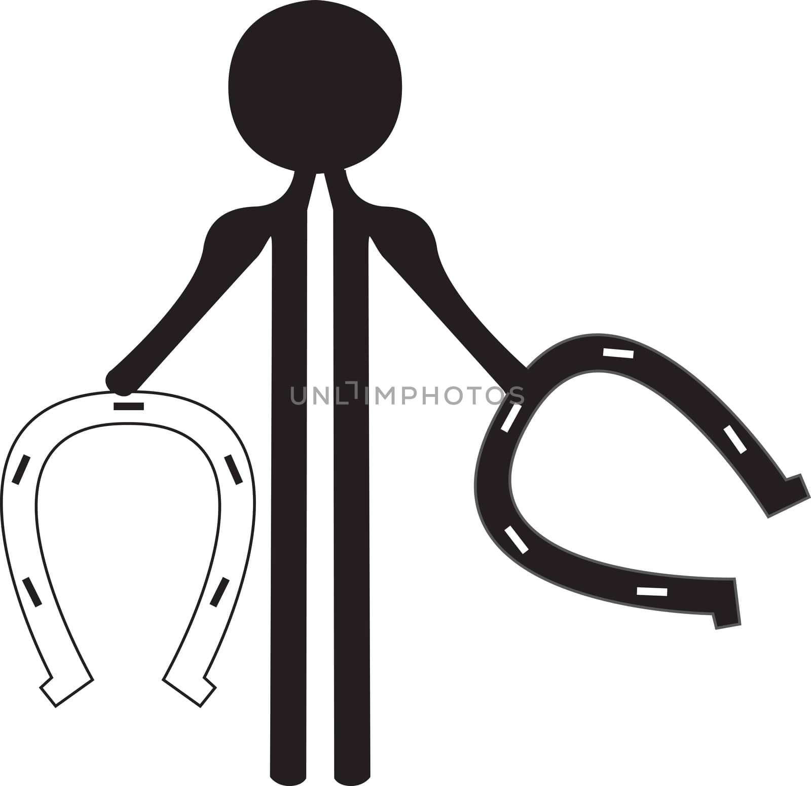 man with two horseshoe