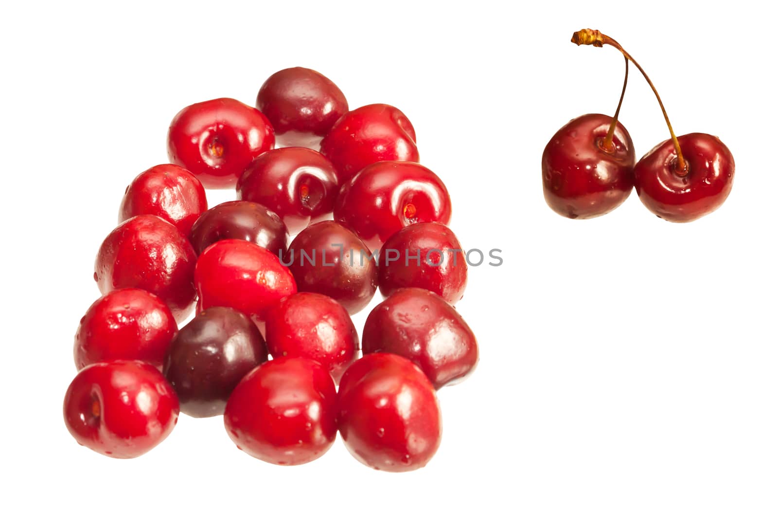 Cherries isolated on white background 
