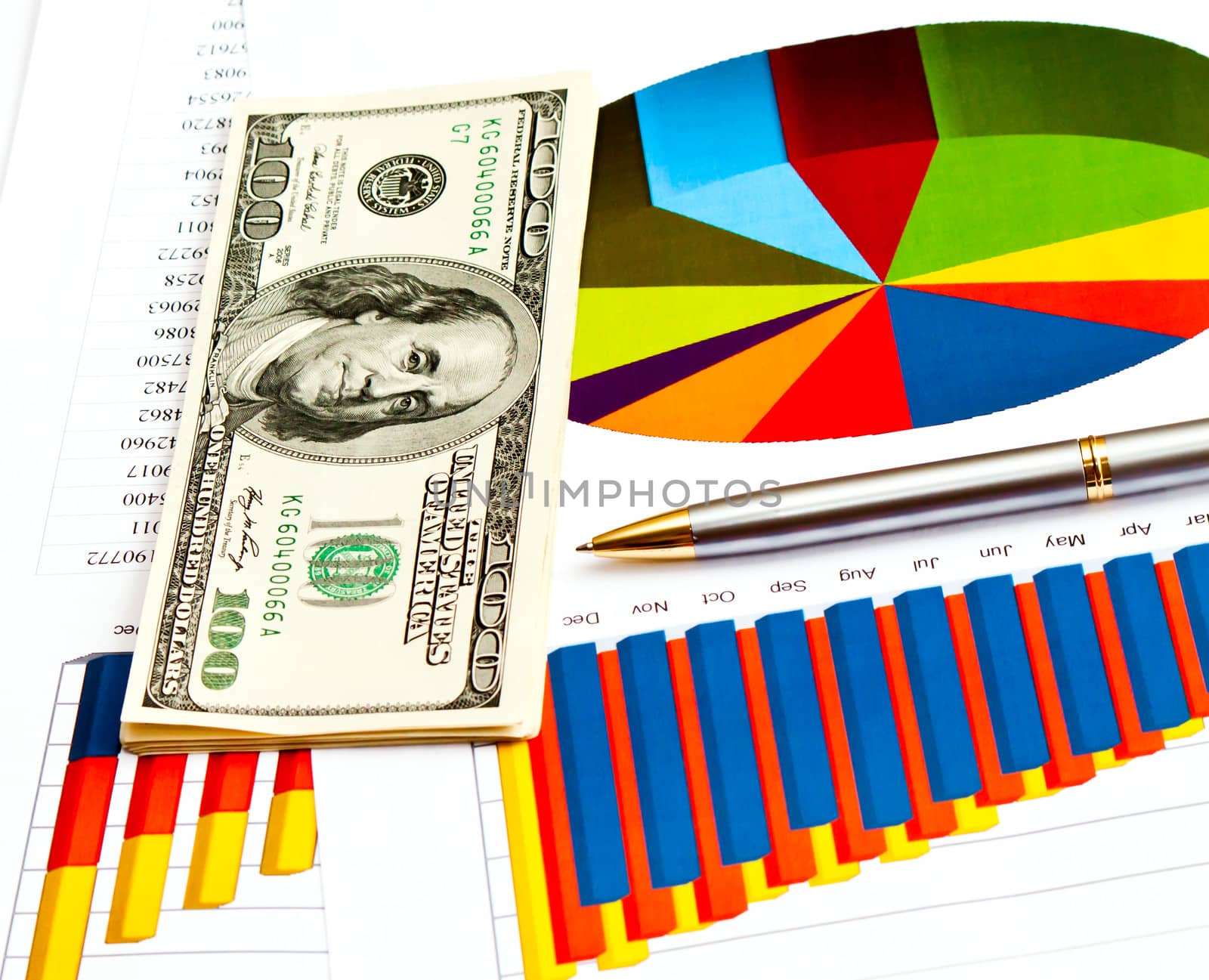 Business picture: money and financial graphs by evp82